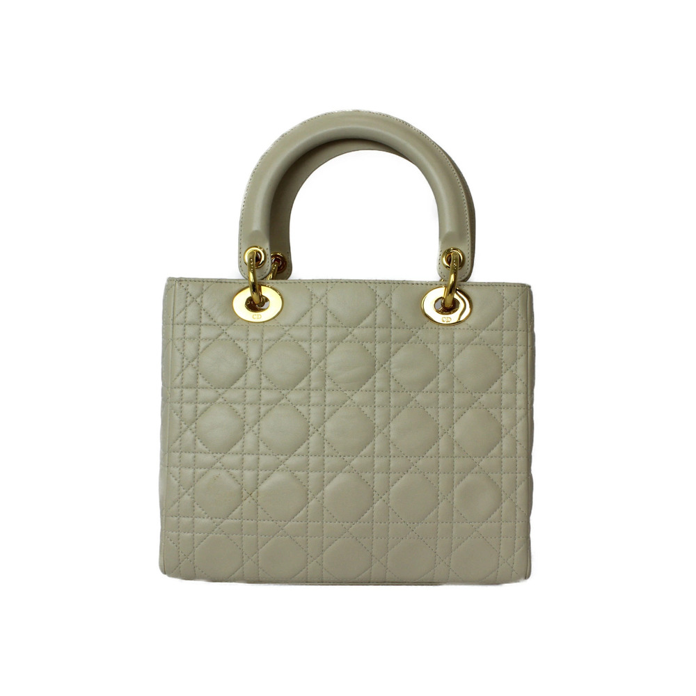 Dior Lady Christian leather handbag yellow  beige lambskin